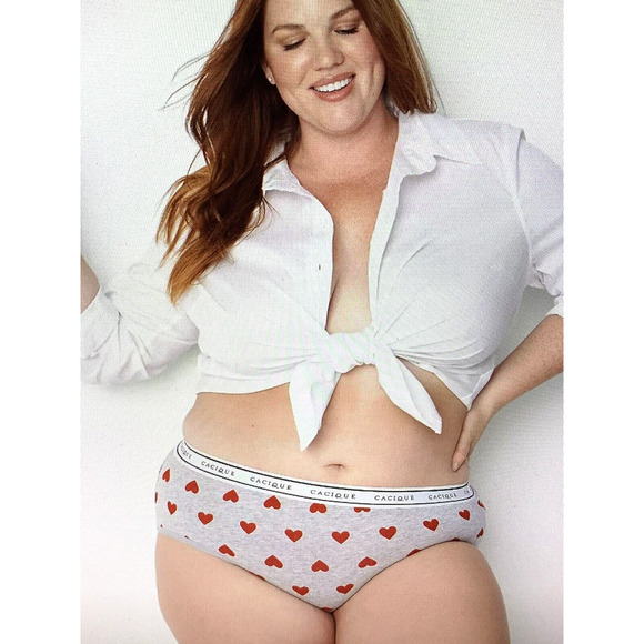 NWT Lane Bryant Light Gray and Red Hearts Cotton Hipster Panties Size 18 20 1X - Picture 1 of 8